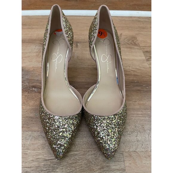 NWT Jessica Simpson Womens Glitter Pointed-Toe Stiletto Heels 9.5 - Picture 1 of 11